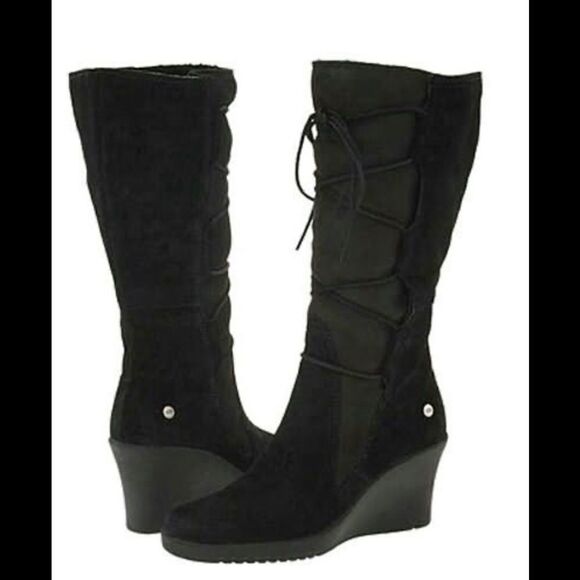 Ugg Elsey black boots sz 7 - Picture 1 of 12